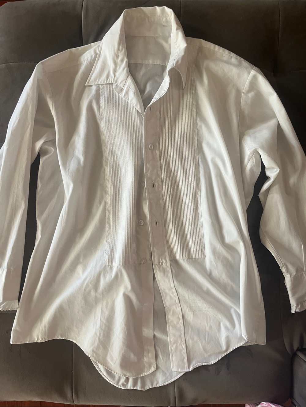 Classic White Pleated-Front Men-look tuxedo Dress Shirt
